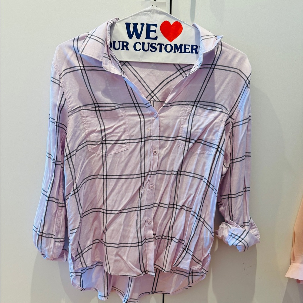 Kensie Light Pink Plaid Button-Down Shirt